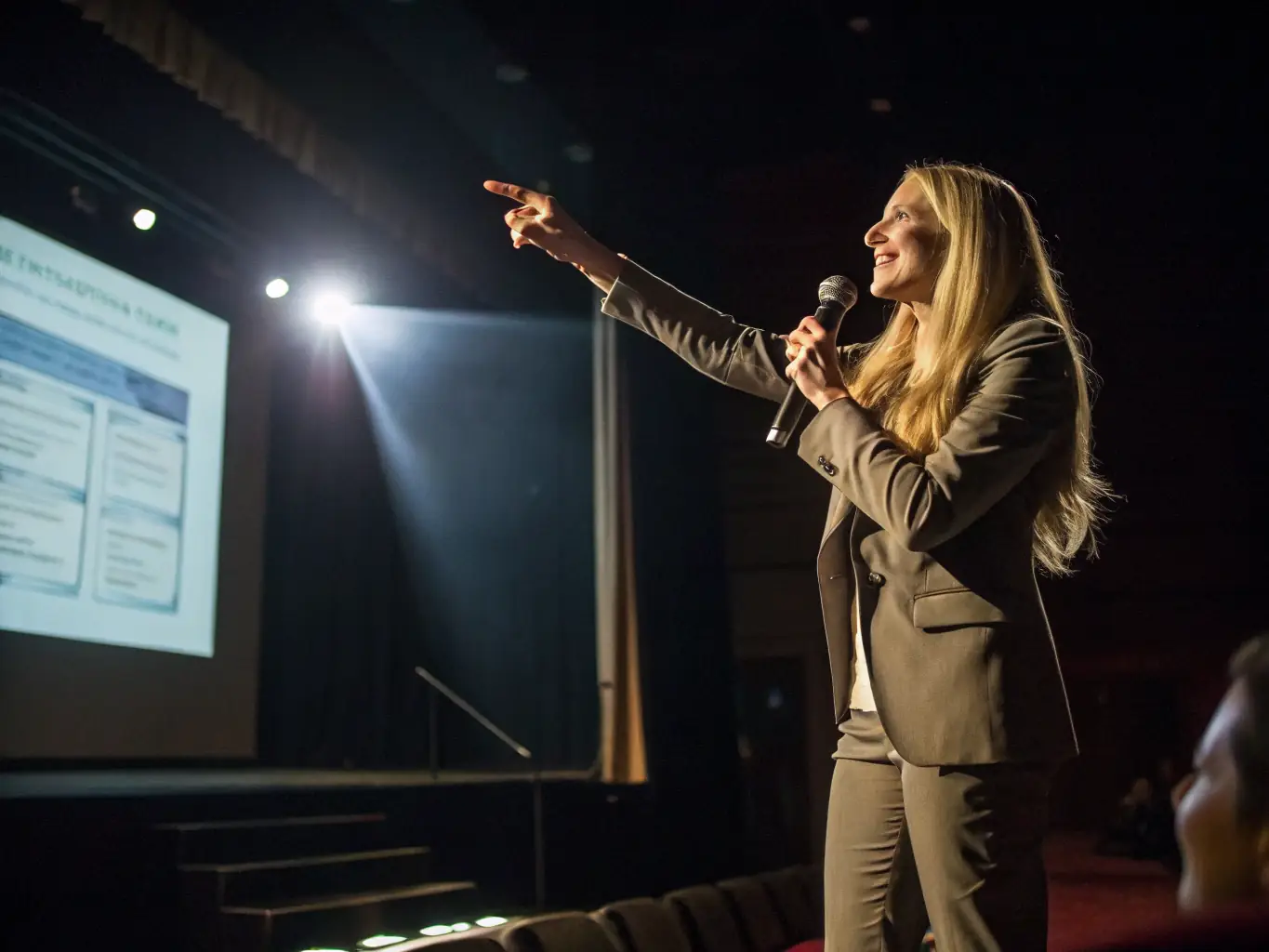 A young entrepreneur is presenting their social enterprise idea at a youth conference, demonstrating the platform provided by Naath Global Youth Initiative for idea exchange and innovation.