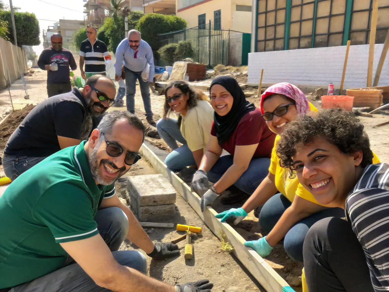 A diverse group of young people from around the world are collaborating on a community project, showcasing the global connectivity fostered by Naath Global Youth Initiative.